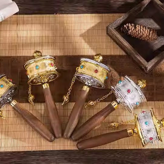 5 см ручной молитвенный бамбуковый базовый сплав двойной подшипник тибетский ремесленный молитвенный бамбуковый свиток украшения ручной барабан