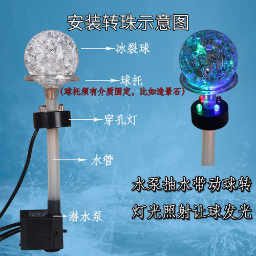 水晶冰裂球玻璃汽泡球盘景假山流水喷泉摆件专用装饰配件 - 图0