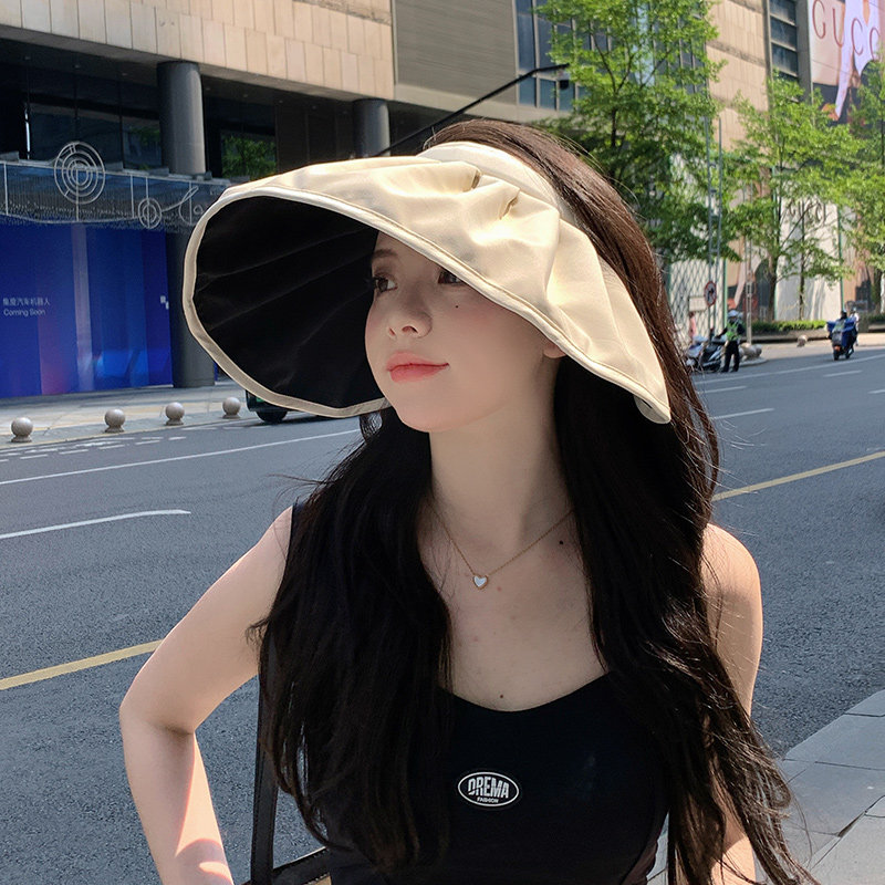 黑胶贝壳防晒帽女防紫外线遮脸大帽檐遮阳加大沿夏季空顶太阳帽子,淘宝优惠券,粉丝福利购,淘宝优惠卷