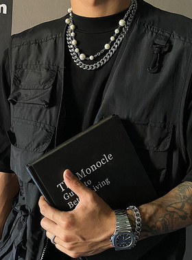 SAZ 欧美钛钢古巴项链男高街嘻哈美式hiphop粗链子不掉色锁骨链潮