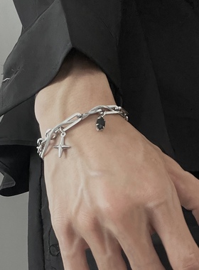 原创十字星手链男轻奢小众高级感潮牌百搭钛钢男生设计感手饰女