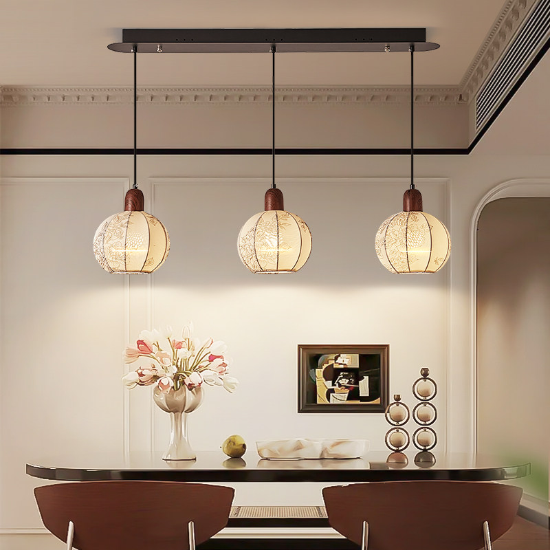 箭牌法式中古风布艺餐厅灯吊灯2025新款胡桃木色主卧室床头小吊灯,淘宝优惠券,粉丝福利购,淘宝优惠卷