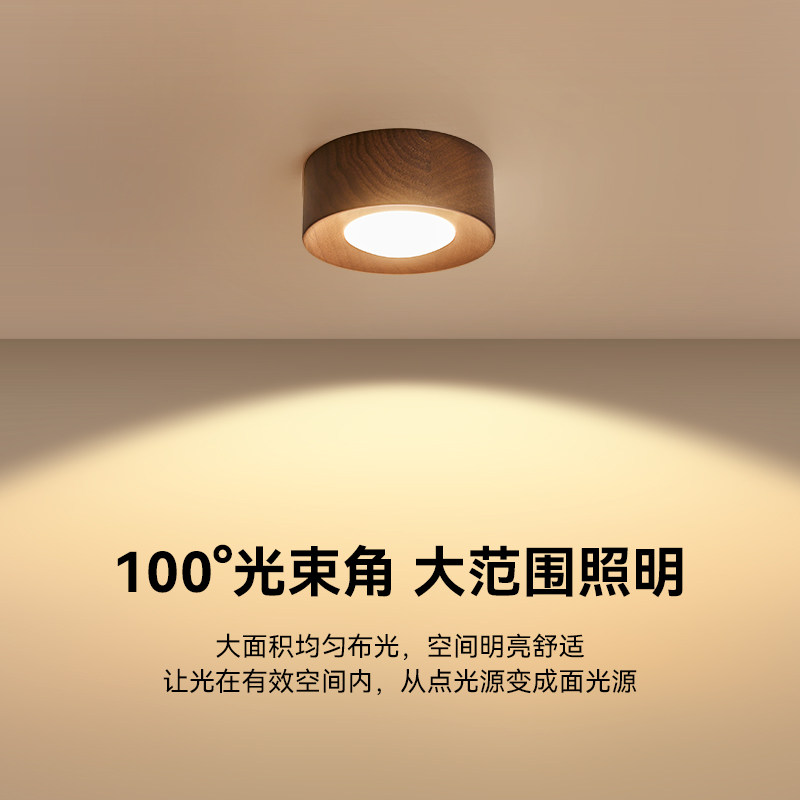 箭牌胡桃木色明装筒灯免开孔无主灯全光谱护眼中古风玄关走廊灯具,淘宝优惠券,粉丝福利购,淘宝优惠卷