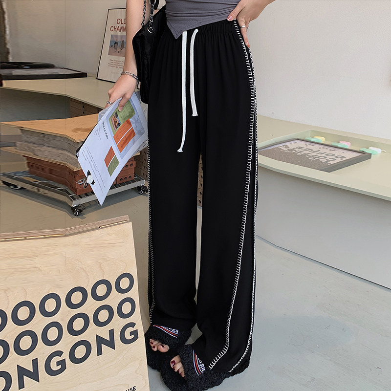 冰丝夏季学生高腰垂感宽松阔腿裤 梦彤休闲裤