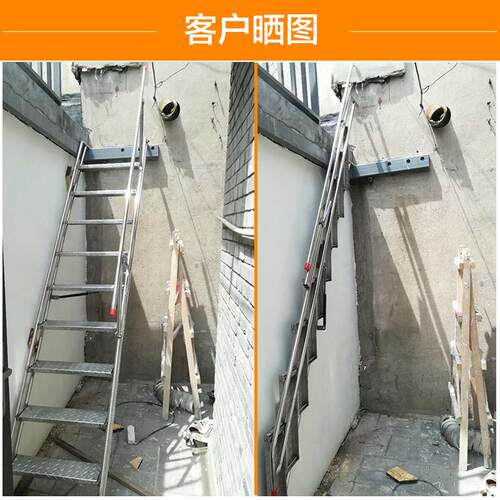 折叠梯家用不锈钢靠墙折叠梯户外贴墙楼梯车库店铺隐形梯工厂直销 - 图0