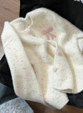 有被温柔到~韩系风蝴蝶结刺绣毛衣外套女秋季2025新款甜美针织衫