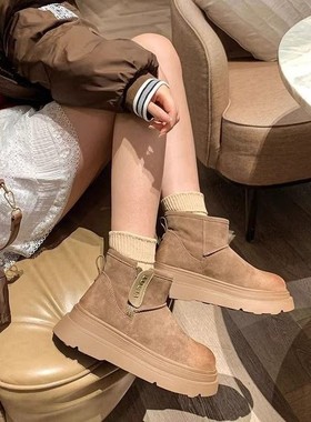 厚底雪地靴女2025冬季新款防水加厚短筒东北棉鞋防滑加绒保暖短靴