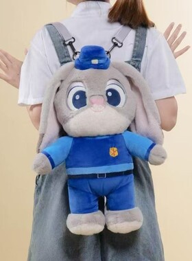 新款双肩包毛绒玩具背包狐狸兔子毛绒玩偶公仔背包可爱卡通包包