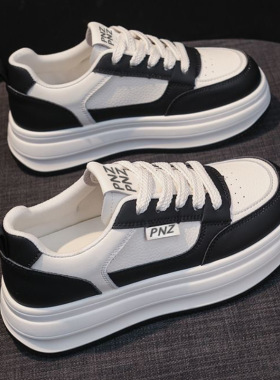 厚底小白鞋女2025新款松糕春秋女鞋运动透气学生休闲软底增高板鞋