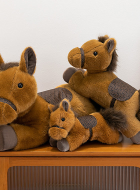 原创新品趴款小马公仔可爱仿真小马驹玩偶摆件吉祥生肖马跨境批发