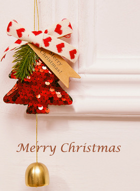 圣诞节装饰品网红圣诞树铃铛挂件门挂壁挂毛绒车载挂件圣诞节礼物