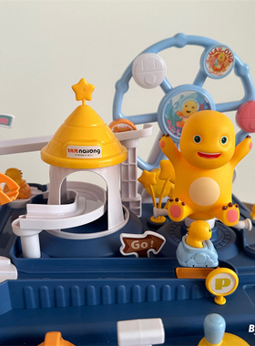 正版奶龙闯关大冒险摩天轮乐园男孩女孩赛车停车场手动轨道车玩具