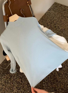 女秋冬软糯羊毛针织衫半高领打底衫多色长袖内搭洋气温柔秋装上衣