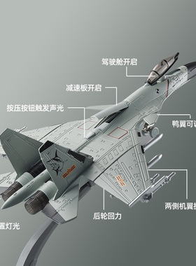 1:72歼15歼20合金战斗机模型儿童男孩玩具仿真军事喷雾飞机摆件