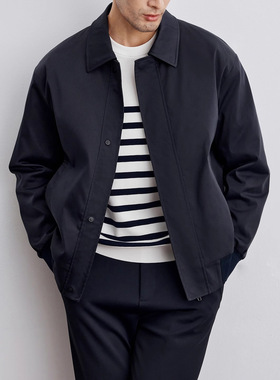 美拉德2024春秋季新款男士韩版翻领行政夹克潮牌高级感纯色外套男