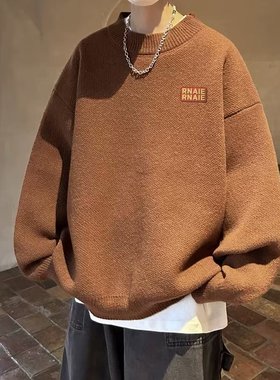 秋冬加厚毛衣男韩版潮流宽松日系针织衫冬季ins港风慵懒线衣外套