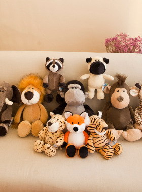 八寸卡通森林动物公仔毛绒玩具大象狮子狐狸浣熊小玩偶布娃娃定制