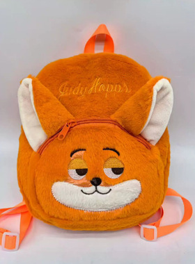 ins可爱卡通双肩包女生狐狸兔子毛绒包大容量儿童书包疯狂动物城