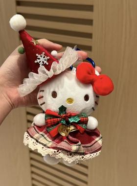 正版圣诞树HelloKitty包挂件卡通毛绒可爱KT猫玩偶钥匙扣节日礼物