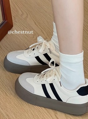 新款阿甘鞋女鞋2025爆款春季超轻薄板鞋休闲运动鞋厚底小白德训鞋