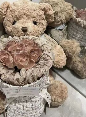 圣诞节礼物泰迪熊玩偶公仔永生玫瑰花束生日礼物送女生朋友闺蜜