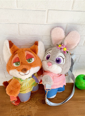 跨境新款朱迪尼克毛绒玩偶公仔背包疯狂动物城背包生日礼物网红爆