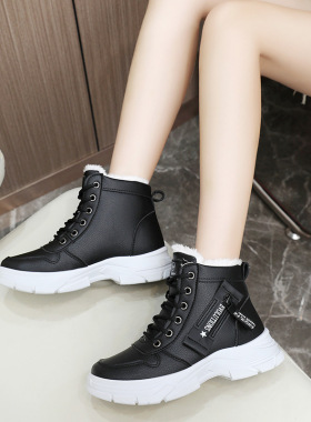 W2557马丁靴女潮冬季新款英伦学生厚底加绒棉鞋增高街拍女鞋