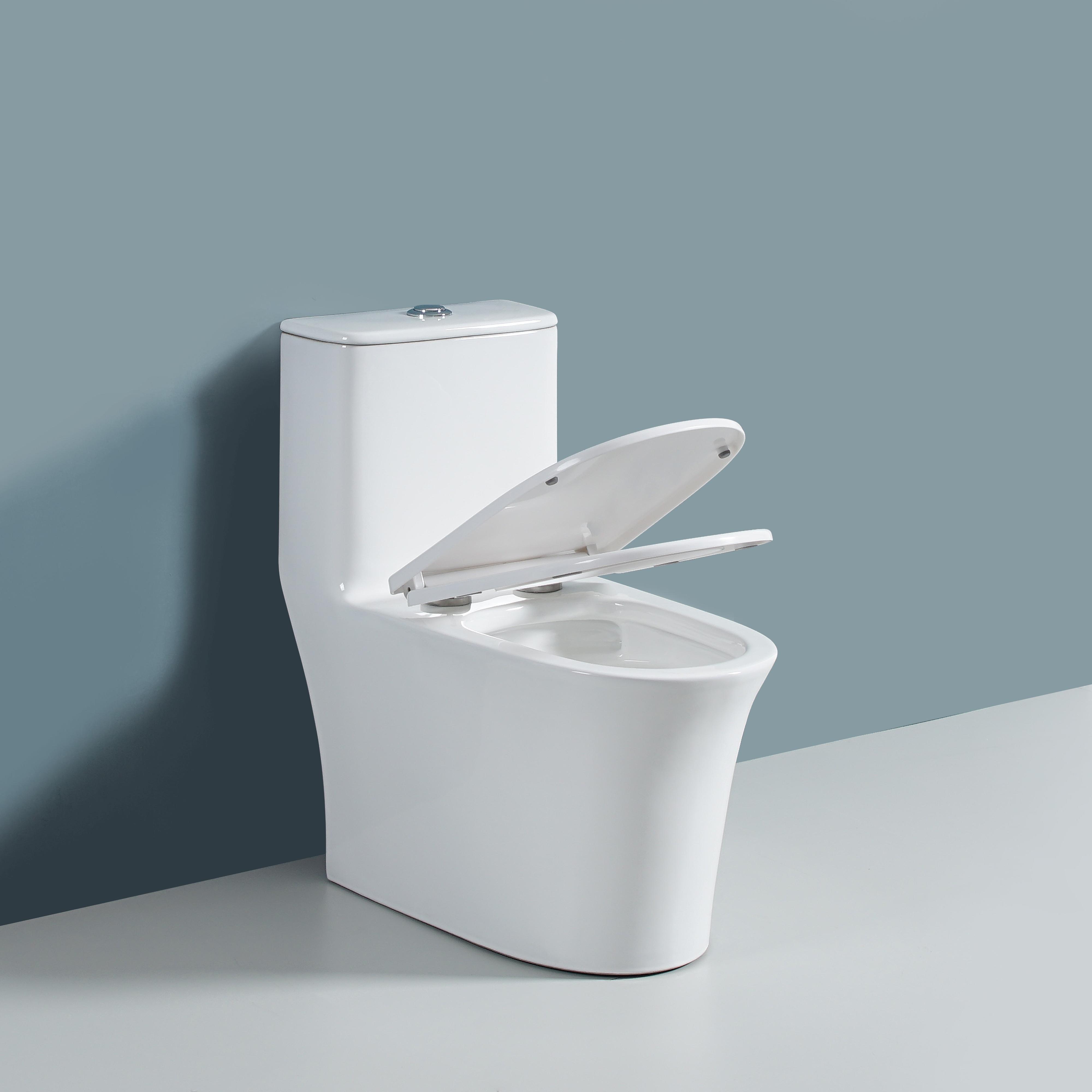 JXD-Y3001家用陶瓷马桶虹吸式防臭连体缓降抽水喷射PP缓降盖板 - 图1