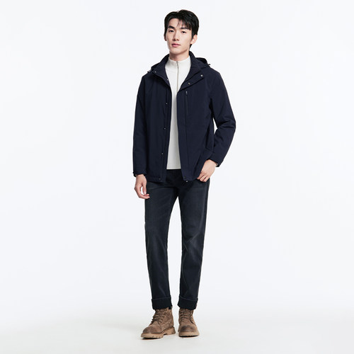 九牧王男士冬季轻薄鸭绒羽绒服保暖外套连帽商务修身夹克防风上衣 - 图1