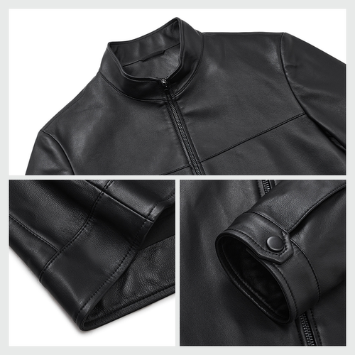 【绵羊皮】九牧王皮衣外套男秋冬真皮修身立领皮夹克 - 图2