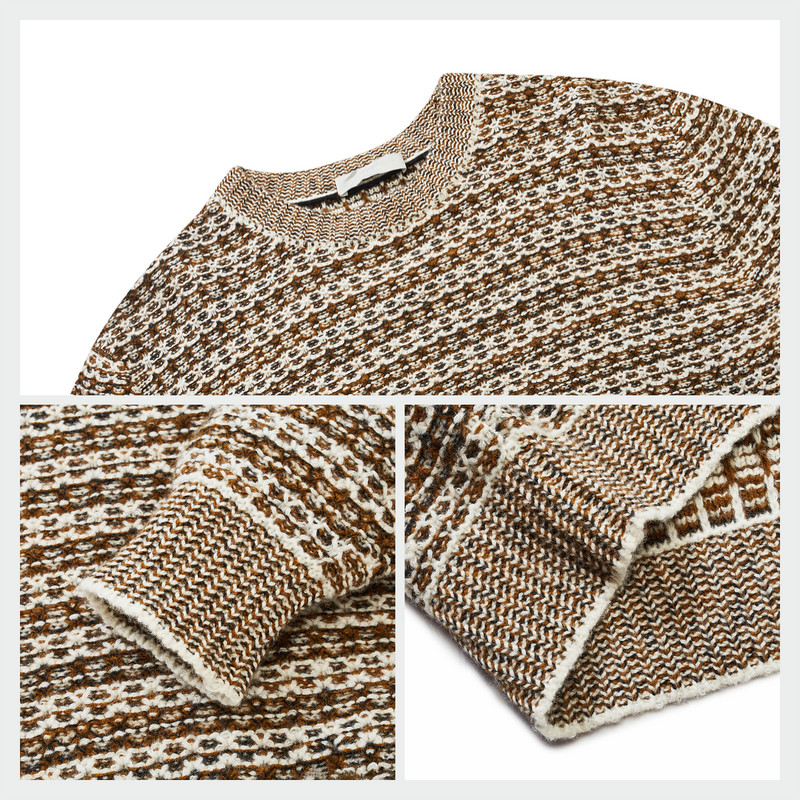 九牧王男装秋冬纯羊毛保暖蓄热时尚休闲纽花羊毛衫男款