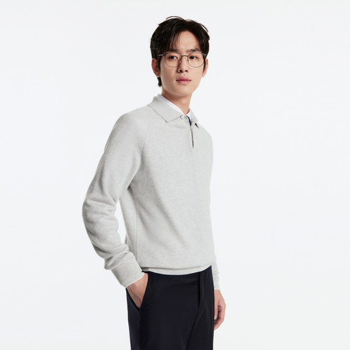 九牧王男装秋冬毛衫翻领商务休闲上衣温暖亲肤易打理毛衣 - 图1