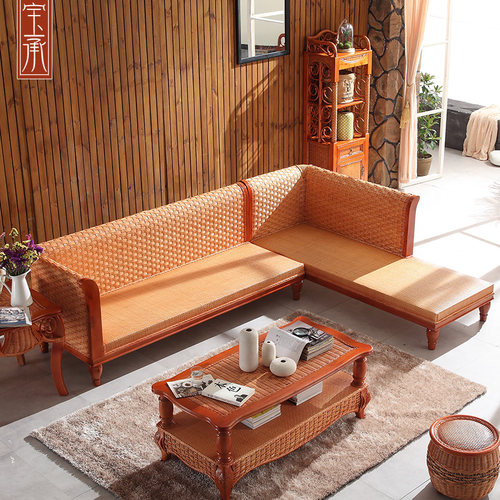 客厅藤沙发组合真藤实木藤编沙发藤椅贵妃椅客厅三人藤制藤艺家具 - 图1