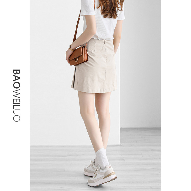 2022春夏新款高腰百褶不规则半身裙 宝薇洛半身裙