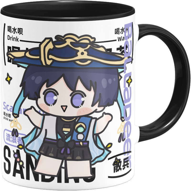 原神周边原创散兵多喝开水牛奶杯陶瓷马克杯高颜值咖啡杯子带盖勺