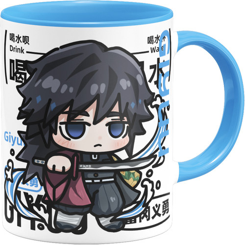 鬼灭之刃原创富冈义勇九柱同人周边可爱好看陶瓷马克杯水杯带盖 - 图3