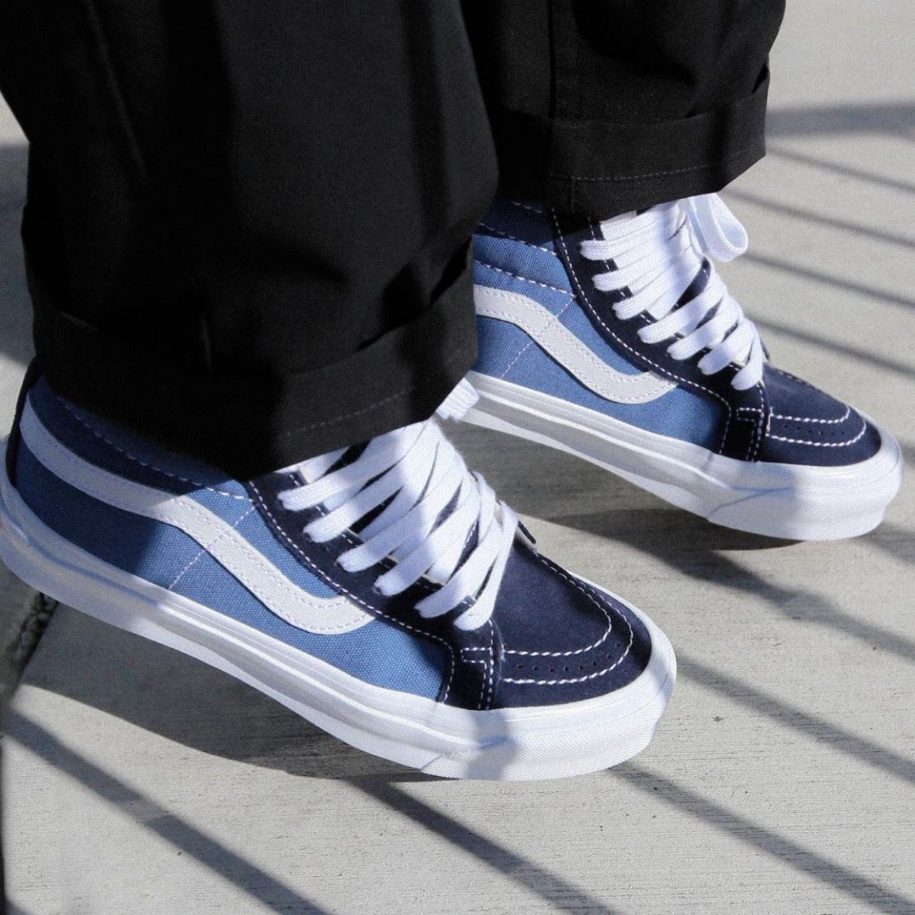 VANS Vault OG SK8-Hi高端线经典黑白海军蓝高帮男女板鞋帆布鞋-图1