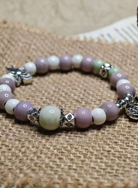 景德镇淡紫浅绿温柔色系陶瓷手链