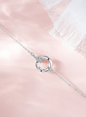 莫比乌斯双环手链女款环环相扣轻奢小众气质通勤锆石手饰闺蜜礼物