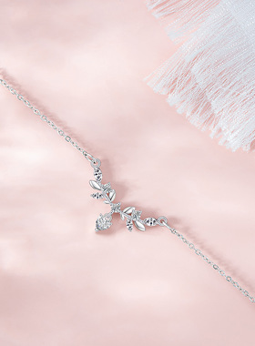 设计轻奢气质锆石月桂花手链女时尚幸运花枝通勤爱心手饰闺蜜礼物