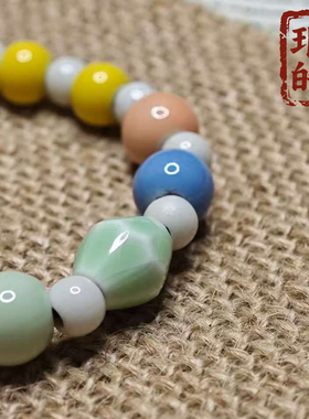 马卡龙撞色陶瓷夏日甜美女款手串