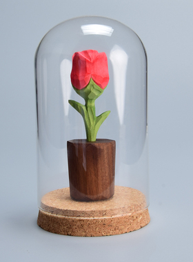 手工木雕玫瑰花丨小王子的玫瑰花永生花手工木雕桌面摆件圣诞礼物