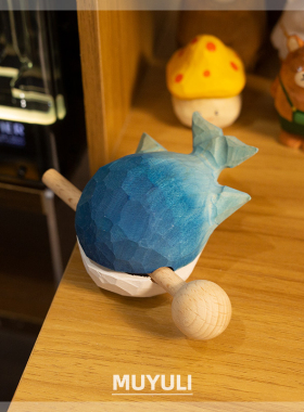 手工木雕木鱼解压情绪稳定摆件治愈可爱敲打鲸木鱼生日圣诞礼物女
