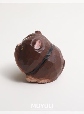 手工木雕恶霸犬丨小狗办公桌工位稳定情绪桌面装饰摆件生肖礼物女