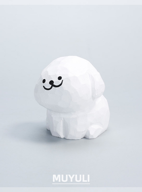 手工木雕萨摩耶丨电脑桌面摆件小狗可爱装饰奶油风圣诞情人节礼物