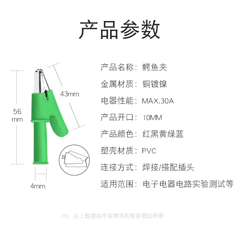 4mm插式大电流铜鳄鱼夹护套夹子开口10MM电子夹电源测试夹,淘宝优惠券,粉丝福利购,淘宝优惠卷