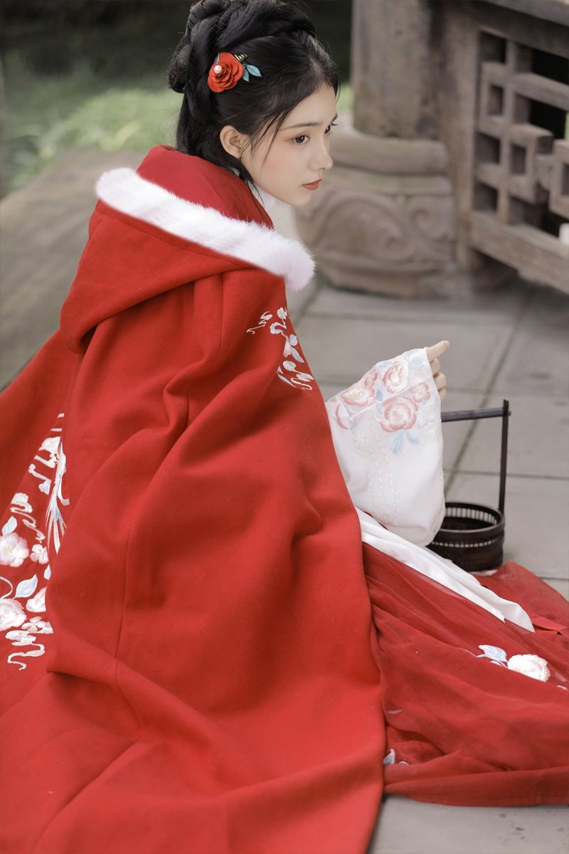 原创苍笙披风长款秋冬季连帽汉服 凤衣鸣汉服