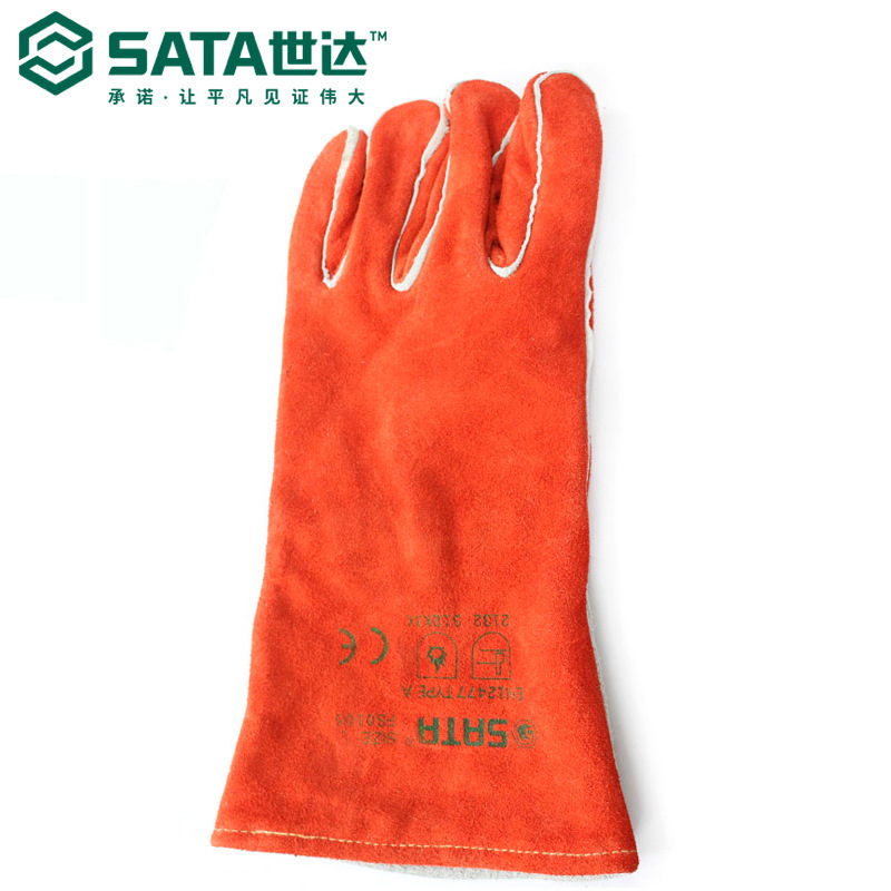 Sata世达FS0105 FS0106直指焊接手套劳保用品安全防护牛皮耐磨隔 - 图0