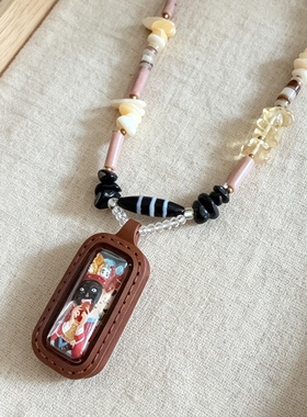 皮质嘎乌盒复古挂链项链
