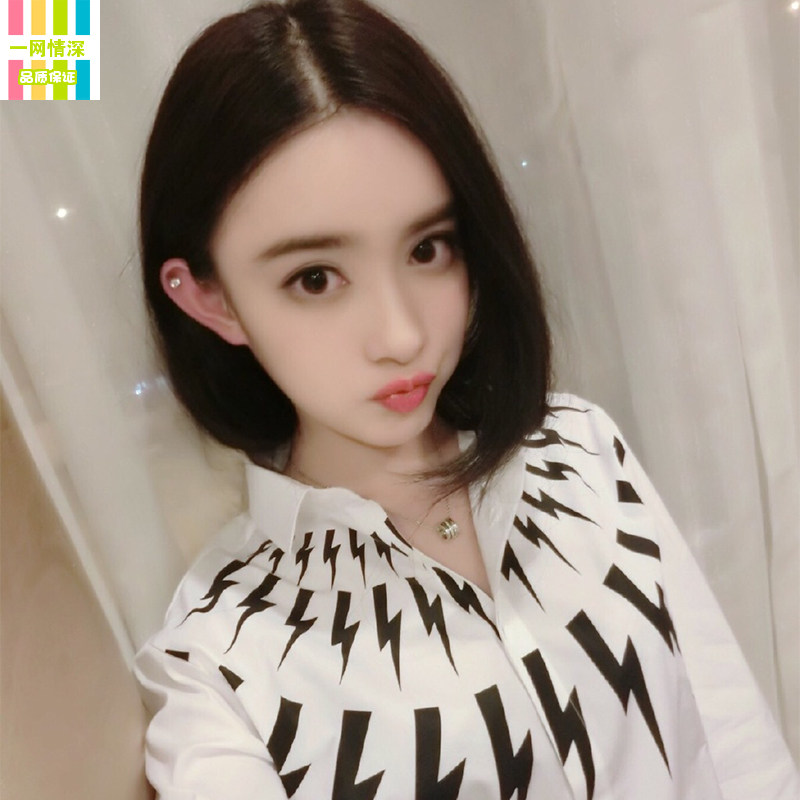 短发中分刘海发女装大佬男cd变装伪娘衣服假发cos用品套装短直发_虎窝淘